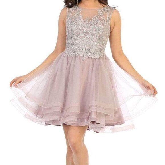 NWT May Queen MQ1681 Homecoming Dress Mauve Size 14 - Picture 1 of 7